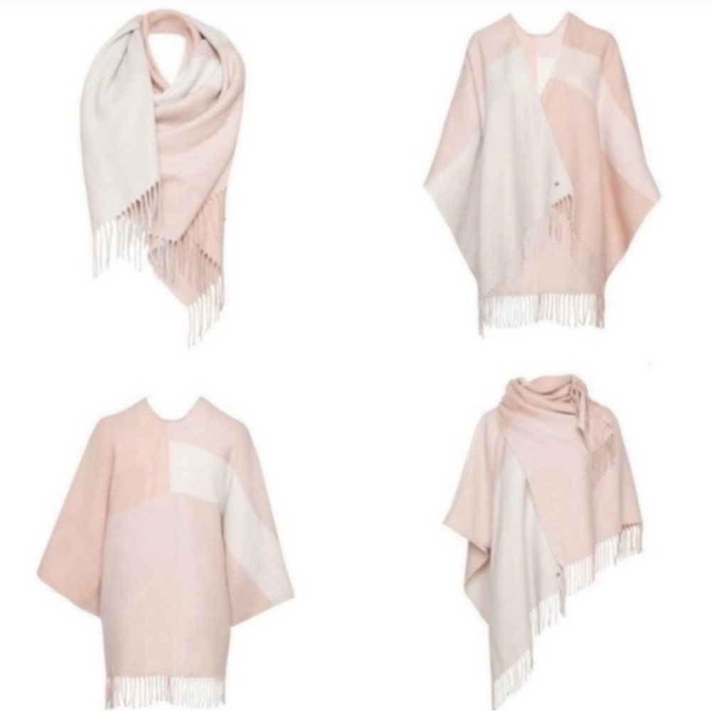 Soia & Kyo Yadira Woven Scarf/Cardigan in Tan and Cream With Fringe - Picture 2 of 8